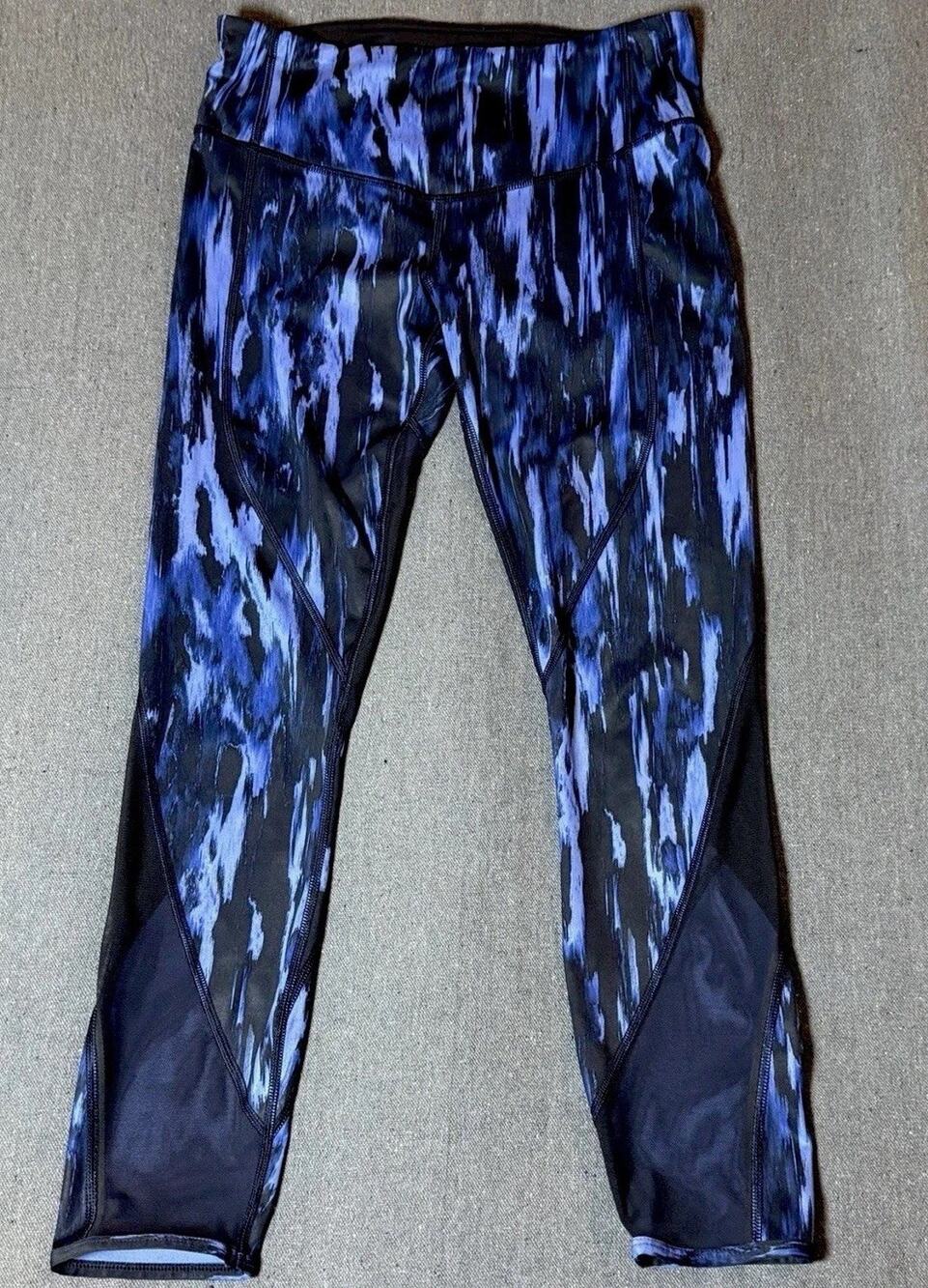 Lululemon Women's Leggings Size Small Blue Black Workout Pants with Pocket